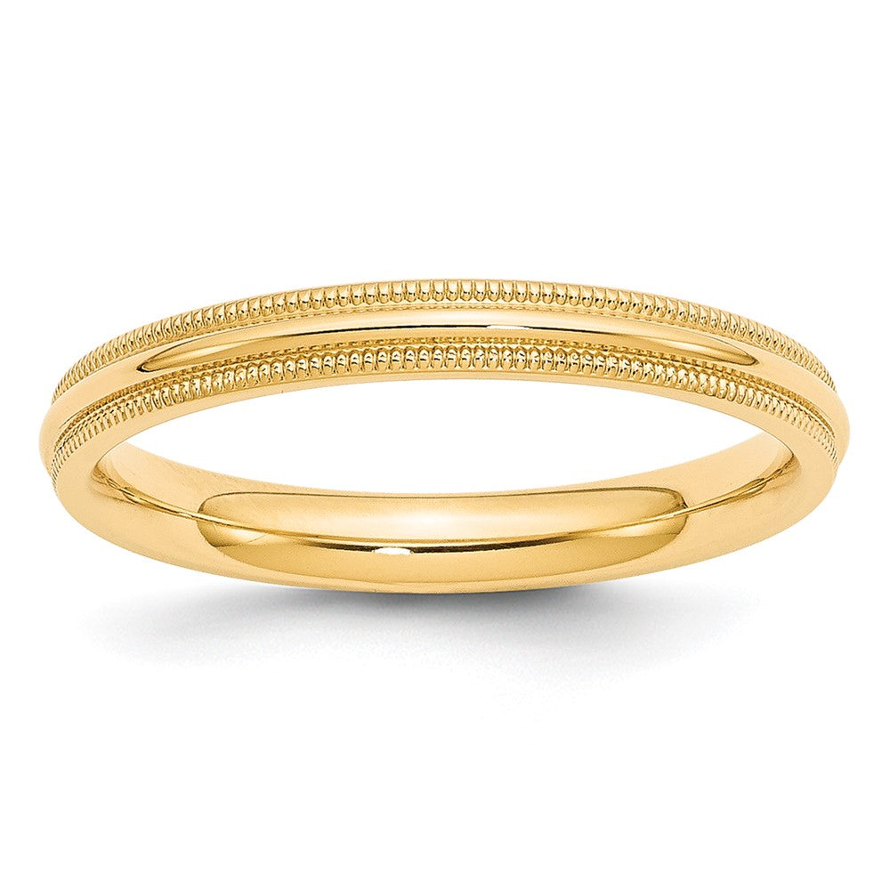Alternate view of the 3mm 10K White or Yellow Gold Half Round Milgrain Comfort Fit Band by The Black Bow Jewelry Co.