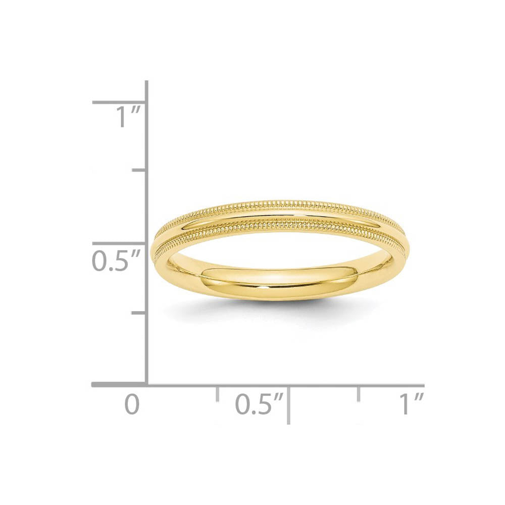 Alternate view of the 3mm 10K Yellow Gold Half Round Milgrain Comfort Fit Band, Size 4 by The Black Bow Jewelry Co.