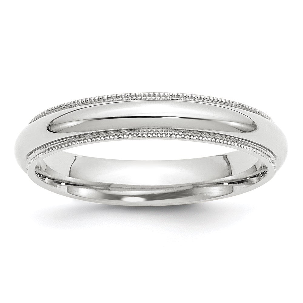 4mm 10K White Gold Half Round Milgrain Comfort Fit Band, Size 4, Item R12431-10KW-04 by The Black Bow Jewelry Co.