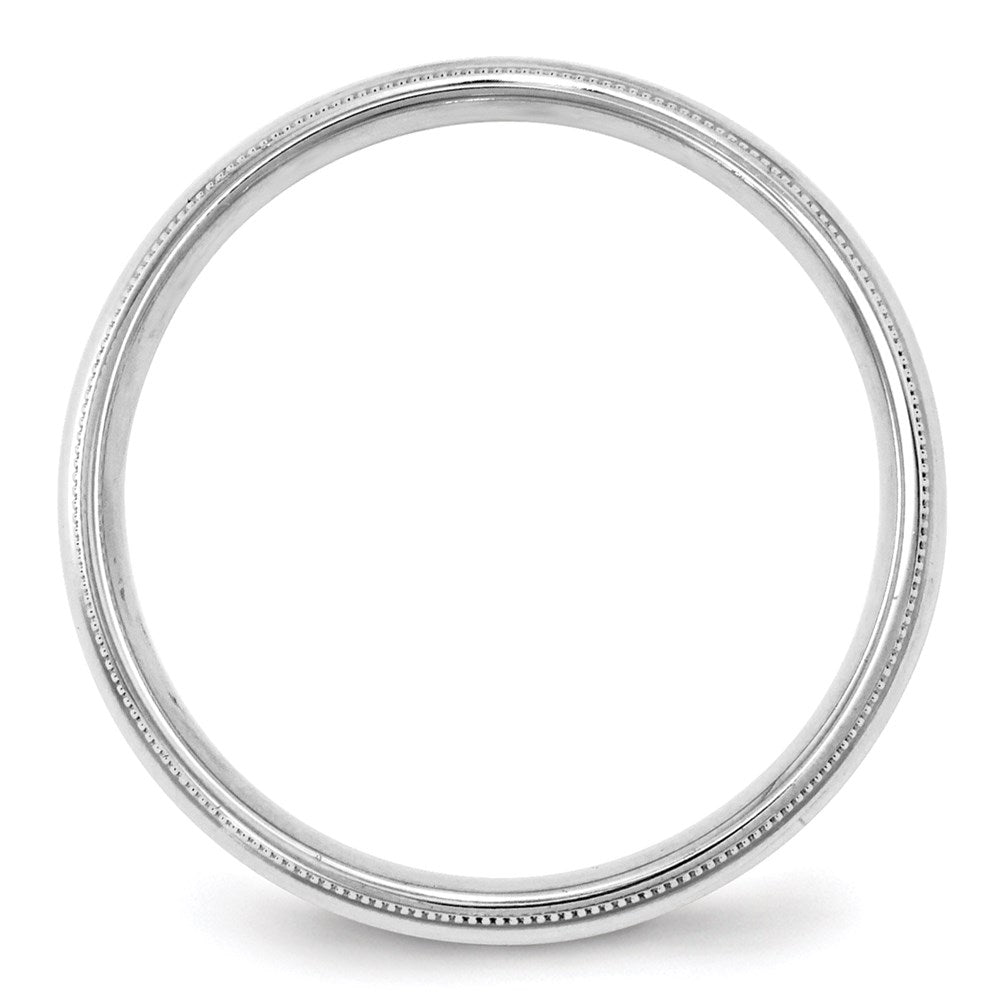 Alternate view of the 4mm 10K White Gold Half Round Milgrain Comfort Fit Band, Size 4 by The Black Bow Jewelry Co.