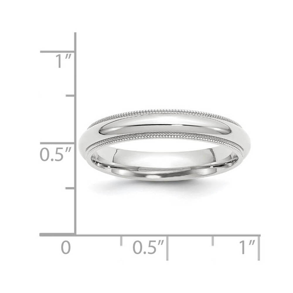 Alternate view of the 4mm 10K White Gold Half Round Milgrain Comfort Fit Band, Size 4 by The Black Bow Jewelry Co.