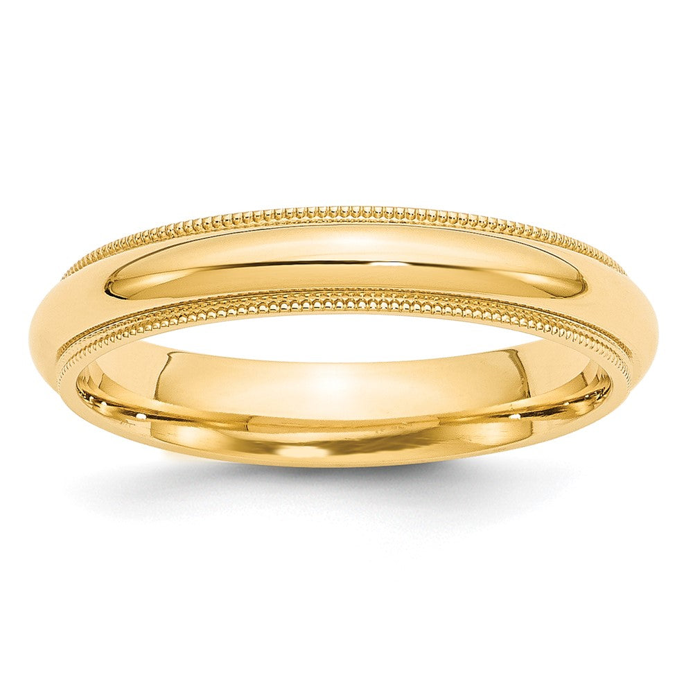 4mm 10K Yellow Gold Half Round Milgrain Comfort Fit Band, Size 14, Item R12431-10KY-14 by The Black Bow Jewelry Co.