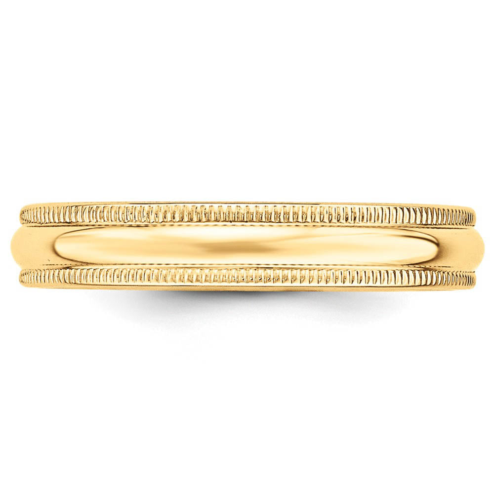 Alternate view of the 4mm 10K Yellow Gold Half Round Milgrain Comfort Fit Band, Size 4 by The Black Bow Jewelry Co.