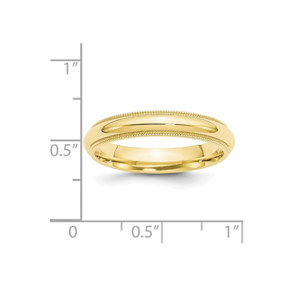Alternate view of the 4mm 10K Yellow Gold Half Round Milgrain Comfort Fit Band, Size 4 by The Black Bow Jewelry Co.