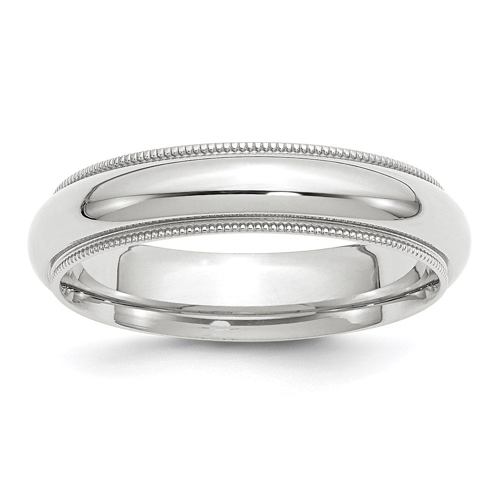 5mm 10K White Gold Half Round Milgrain Comfort Fit Band, Size 4.5, Item R12432-10KW-045 by The Black Bow Jewelry Co.