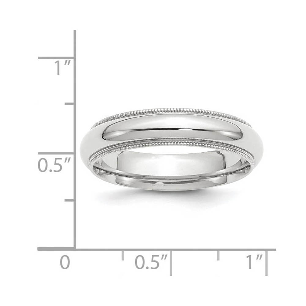 Alternate view of the 5mm 10K White Gold Half Round Milgrain Comfort Fit Band, Size 4 by The Black Bow Jewelry Co.