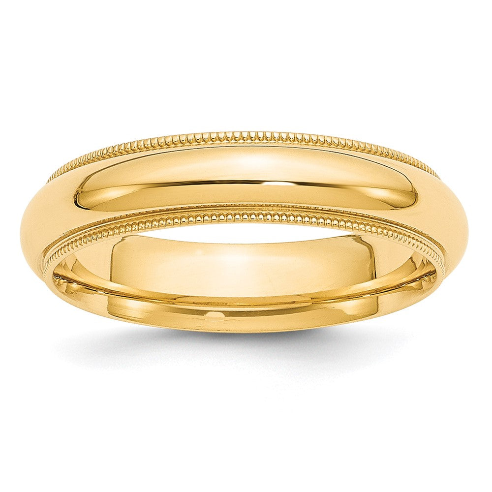 5mm 10K Yellow Gold Half Round Milgrain Comfort Fit Band, Size 9, Item R12432-10KY-09 by The Black Bow Jewelry Co.