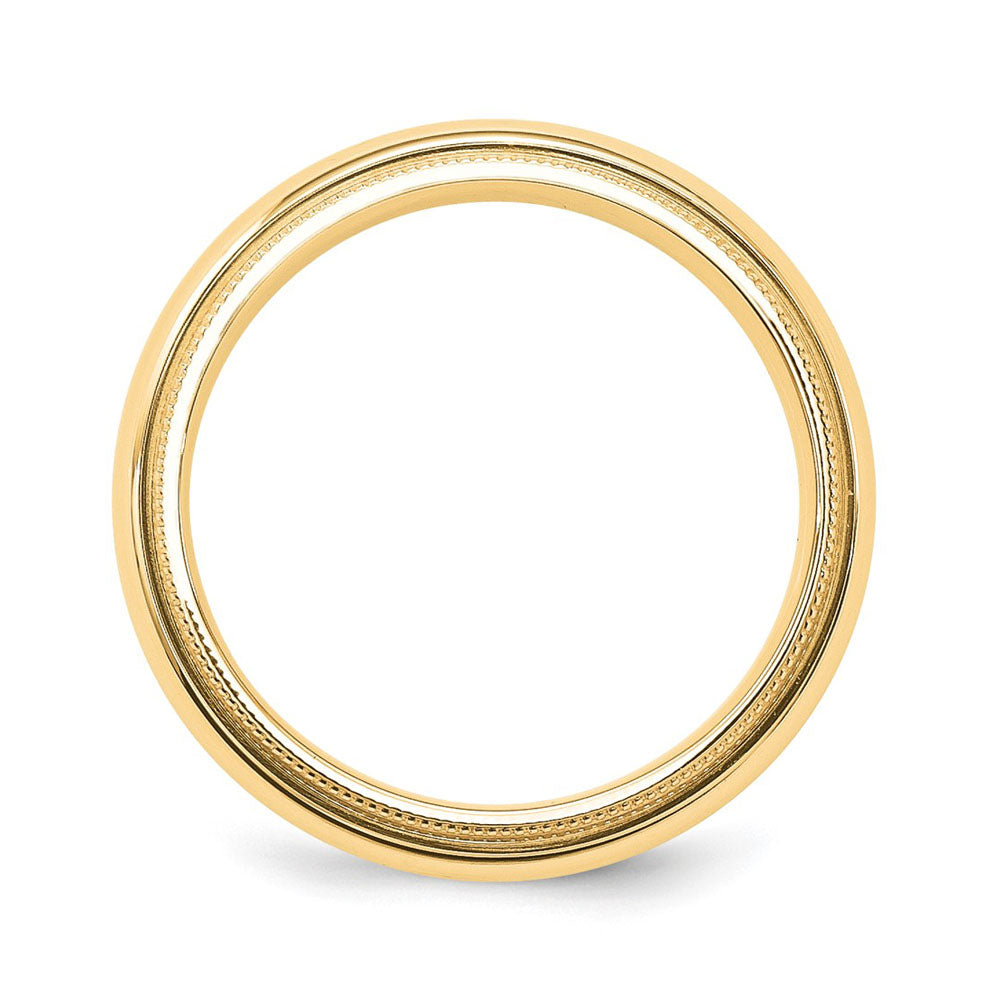 Alternate view of the 5mm 10K Yellow Gold Half Round Milgrain Comfort Fit Band, Size 4 by The Black Bow Jewelry Co.