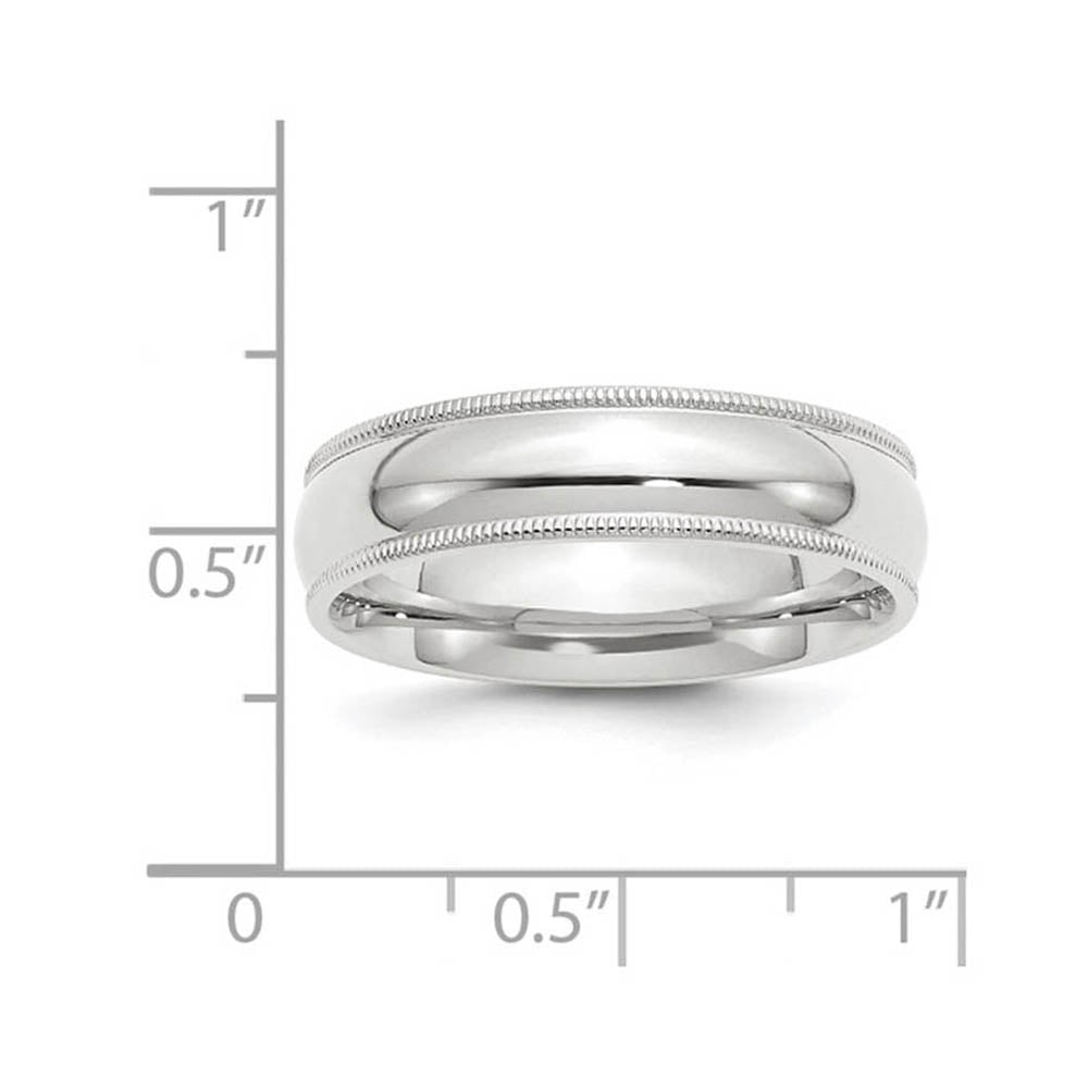 Alternate view of the 6mm 10K White Gold Half Round Milgrain Comfort Fit Band, Size 4 by The Black Bow Jewelry Co.