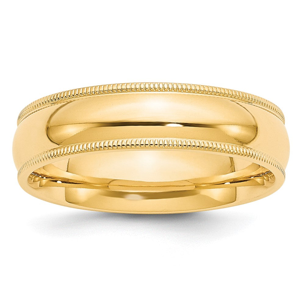 6mm 10K Yellow Gold Half Round Milgrain Comfort Fit Band, Size 4.5, Item R12433-10KY-045 by The Black Bow Jewelry Co.