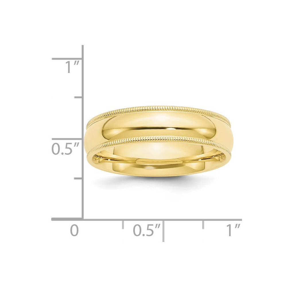 Alternate view of the 6mm 10K Yellow Gold Half Round Milgrain Comfort Fit Band, Size 4 by The Black Bow Jewelry Co.