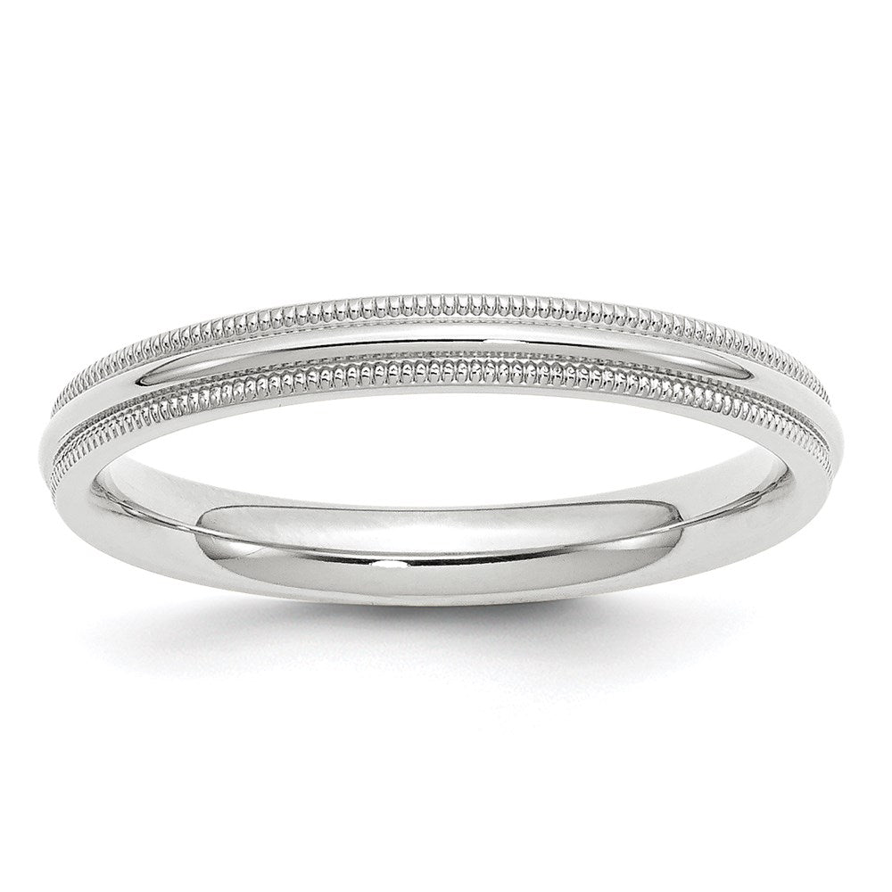 3mm 14K White Gold Half Round Milgrain Comfort Fit Band, Size 7, Item R12434-14KW-07 by The Black Bow Jewelry Co.