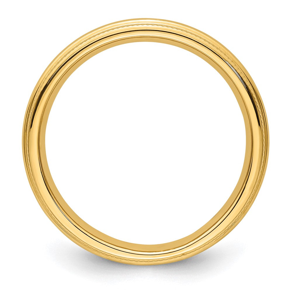 Alternate view of the 3mm 14K Yellow Gold Half Round Milgrain Comfort Fit Band, Size 4 by The Black Bow Jewelry Co.