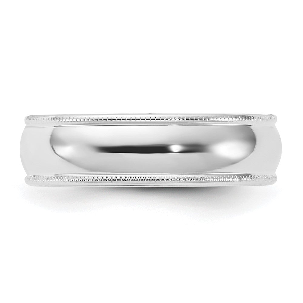 Alternate view of the 6mm 14K White Gold Half Round Milgrain Comfort Fit Band, Size 4 by The Black Bow Jewelry Co.