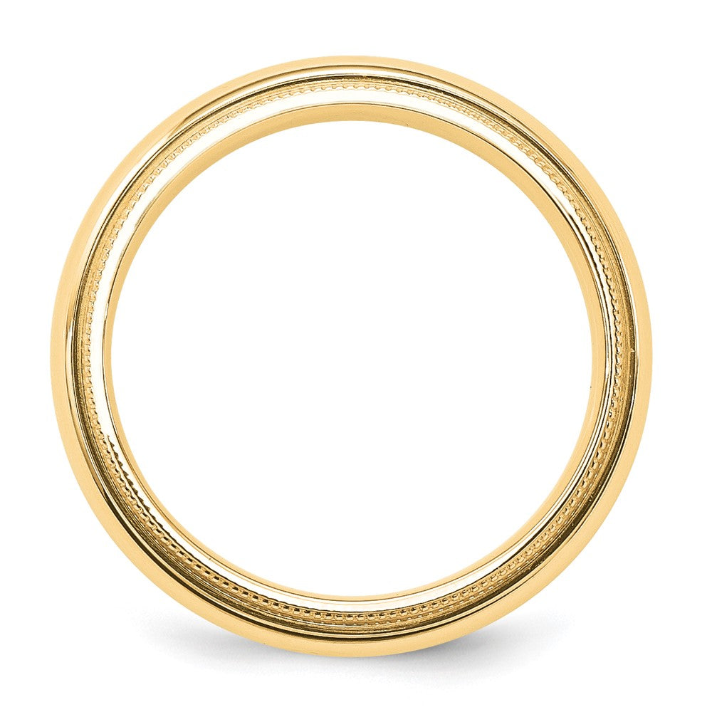 Alternate view of the 6mm 14K Yellow Gold Half Round Milgrain Comfort Fit Band, Size 4 by The Black Bow Jewelry Co.