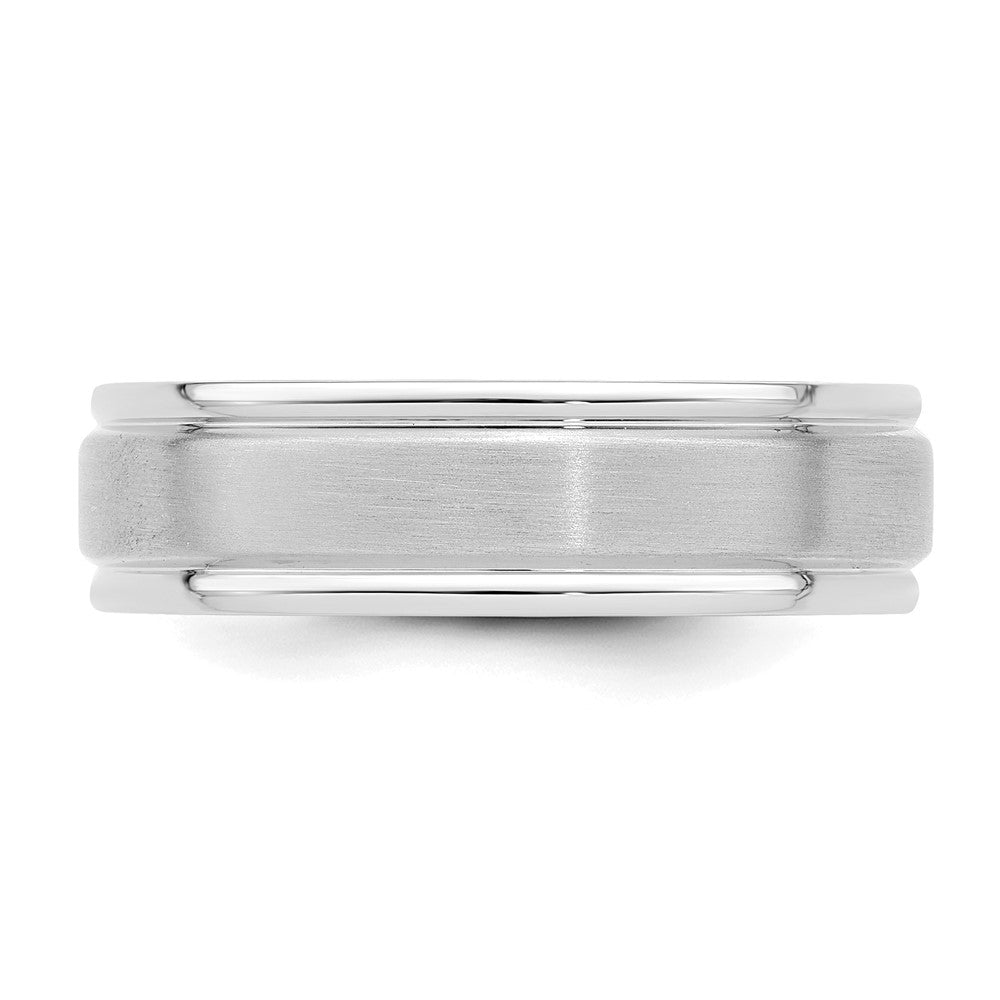 Alternate view of the 6mm 14K White Gold Heavy Wgt Grooved Edge Comfort Fit Band, Size 7 by The Black Bow Jewelry Co.