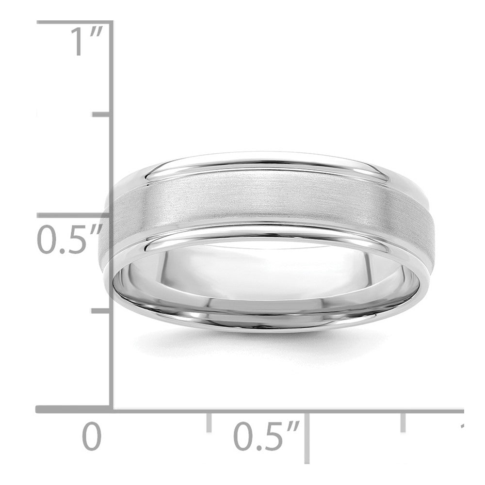 Alternate view of the 6mm 14K White Gold Standard Grooved Edge Comfort Fit Band, Size 7 by The Black Bow Jewelry Co.