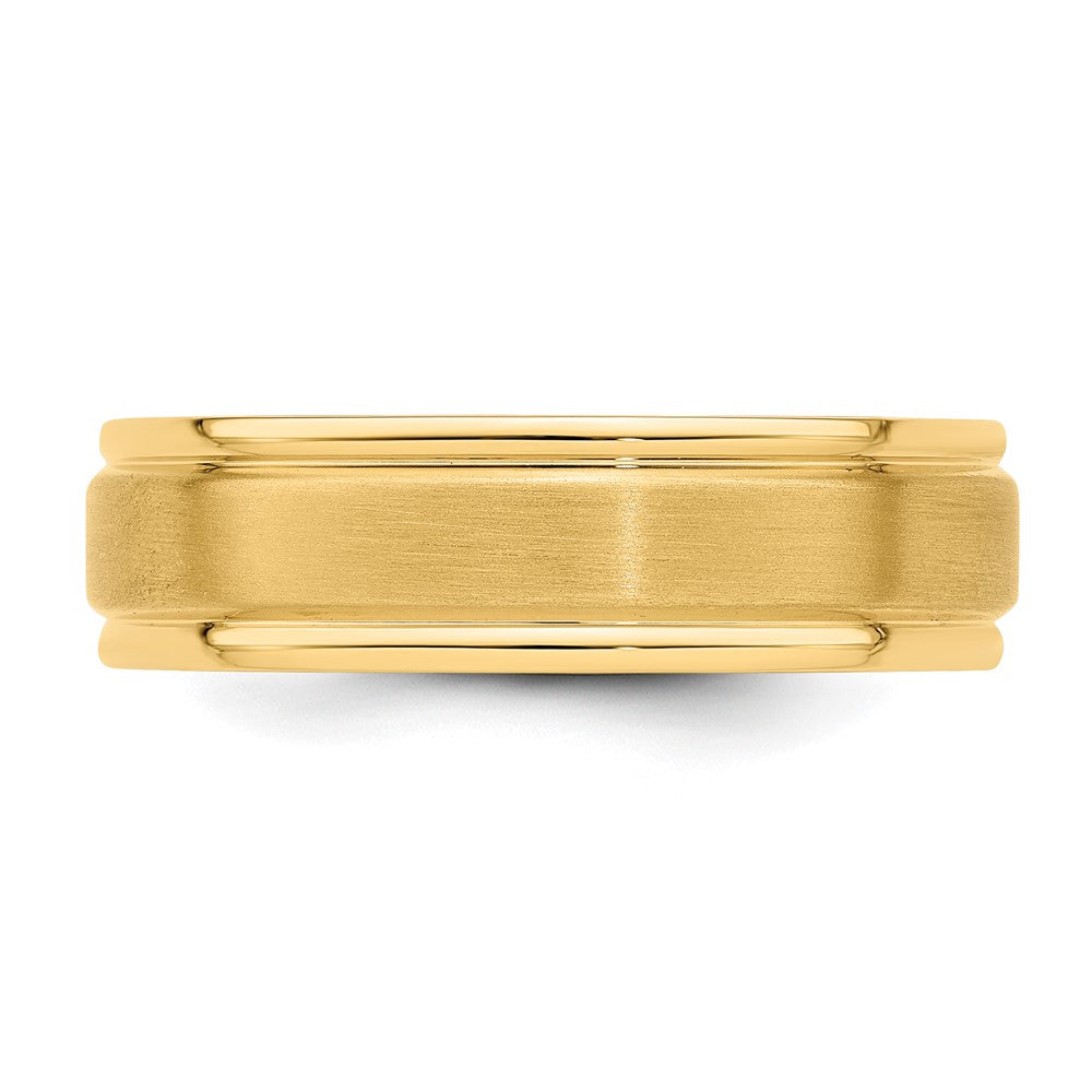 Alternate view of the 6mm 14K Yellow Gold Standard Grooved Edge Comfort Fit Band, Size 7 by The Black Bow Jewelry Co.