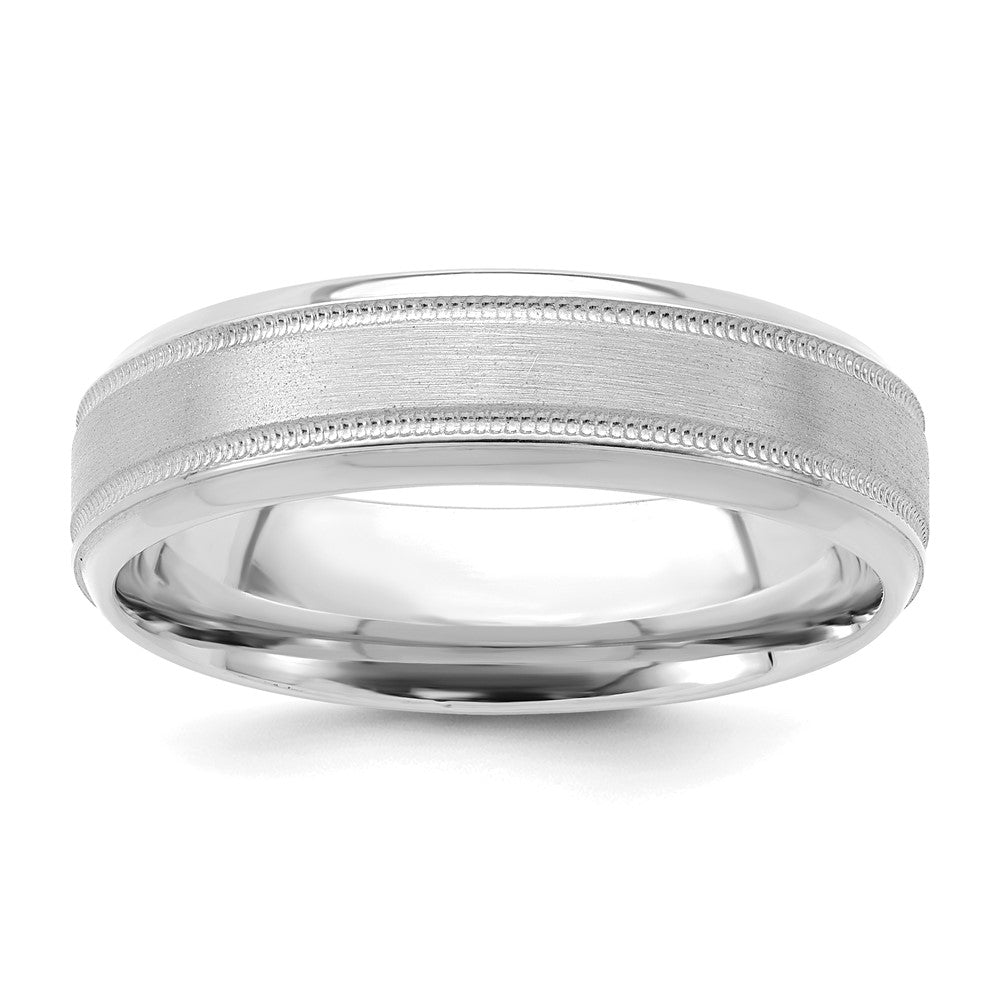 6mm 14K White Gold Heavy Milgrain Beveled Comfort Fit Band, Size 10, Item R12441-14KW-10 by The Black Bow Jewelry Co.