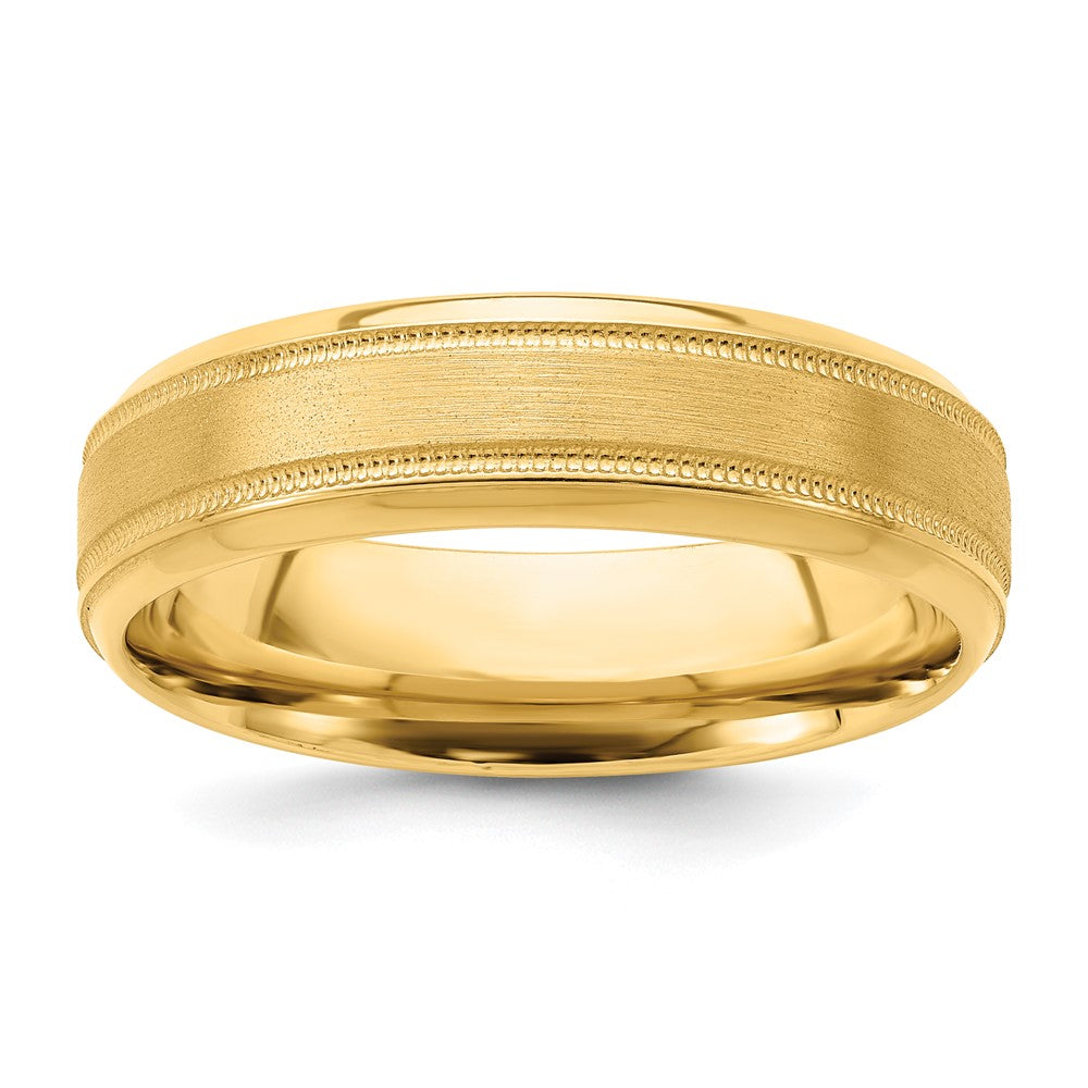 6mm 14K Yellow Gold Heavy Milgrain Beveled Comfort Fit Band, Size 9, Item R12441-14KY-09 by The Black Bow Jewelry Co.
