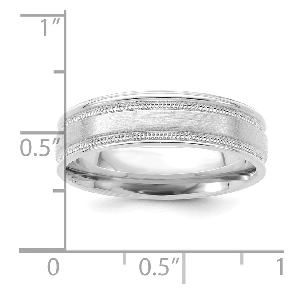Alternate view of the 6mm 14K White Gold Light Milgrain Grooved Comfort Fit Band, Size 7 by The Black Bow Jewelry Co.