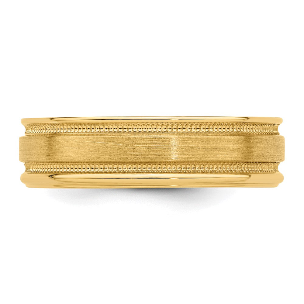 Alternate view of the 6mm 14K Yellow Gold STD Milgrain Grooved Comfort Fit Band, Size 7 by The Black Bow Jewelry Co.