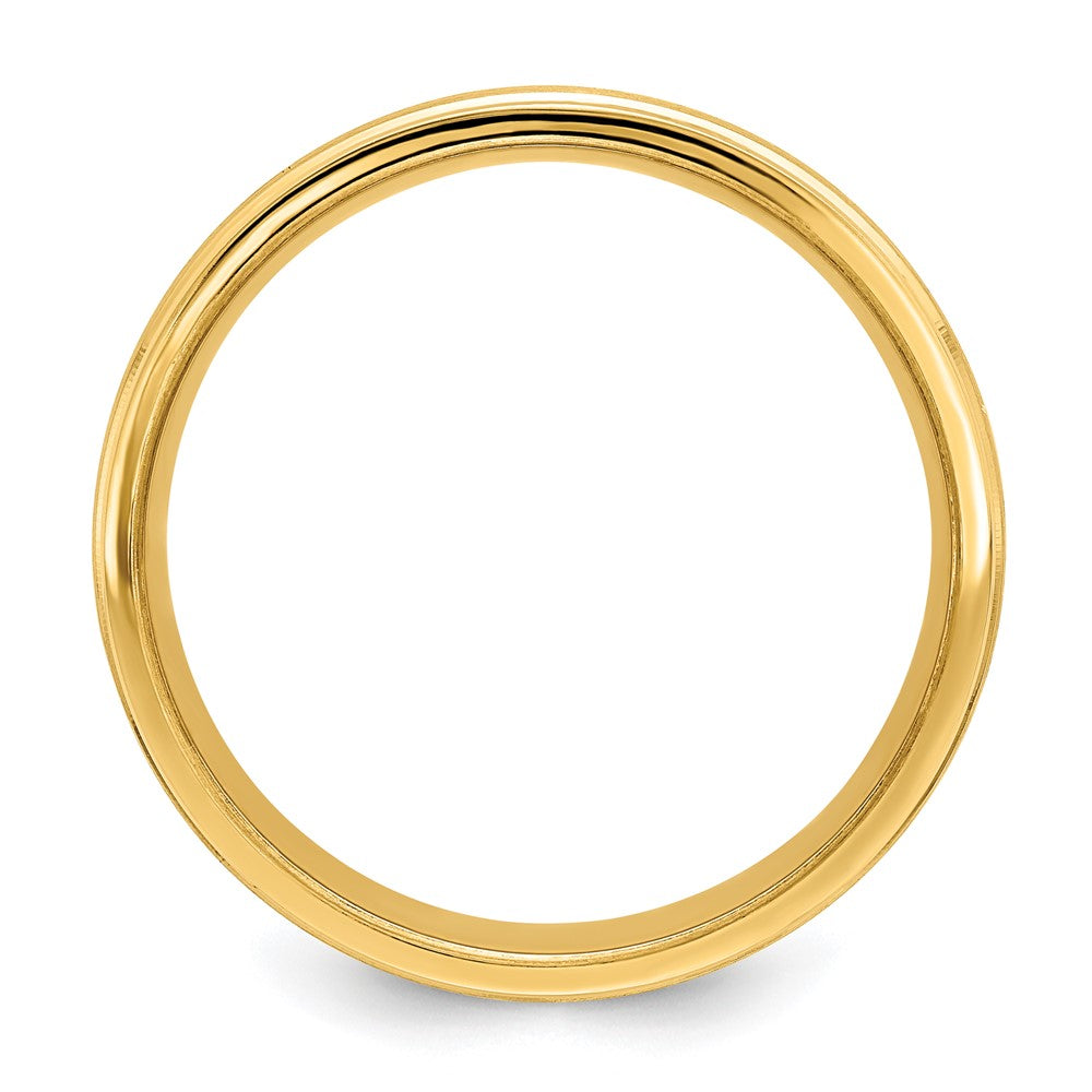 Alternate view of the 6mm 14K Yellow Gold Light Grooved Edge Comfort Fit Band, Size 7 by The Black Bow Jewelry Co.