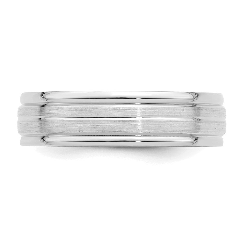 Alternate view of the 6mm 14K White Gold STD Grooved Edge Comfort Fit Band, Size 7 by The Black Bow Jewelry Co.