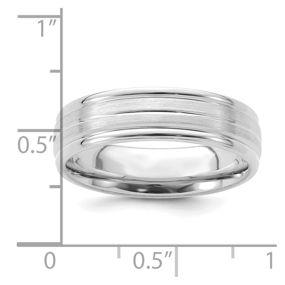 Alternate view of the 6mm 14K White Gold STD Grooved Edge Comfort Fit Band, Size 7 by The Black Bow Jewelry Co.
