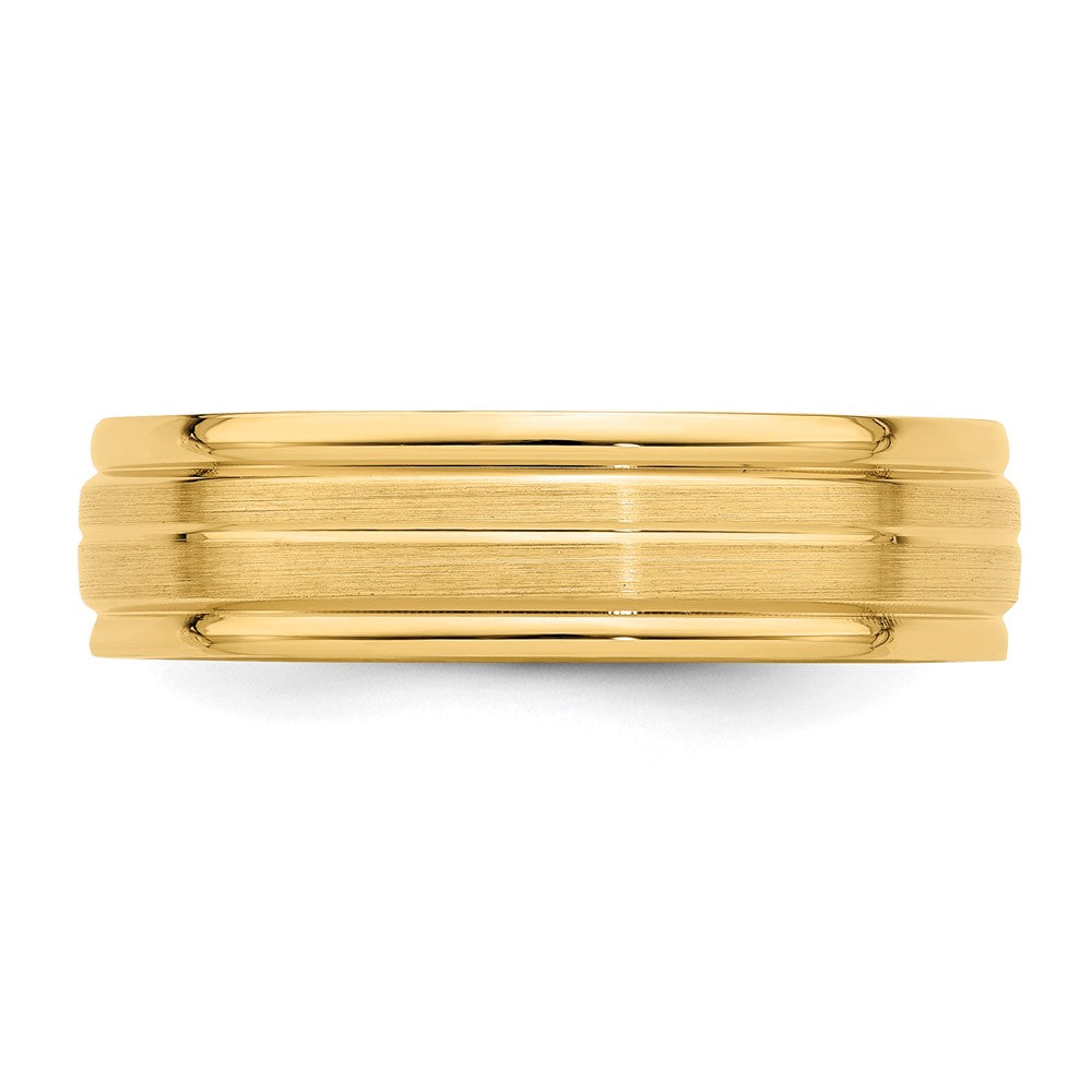Alternate view of the 6mm 14K Yellow Gold STD Grooved Edge Comfort Fit Band, Size 7 by The Black Bow Jewelry Co.