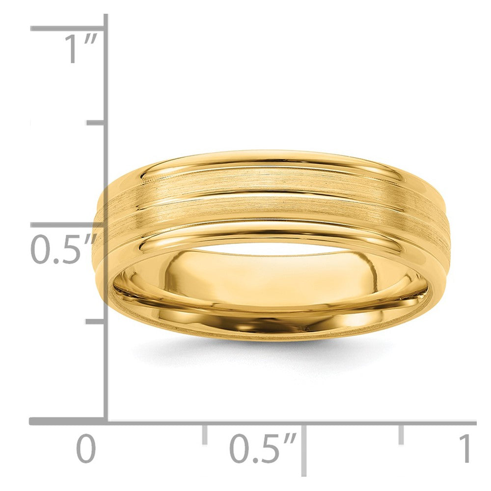 Alternate view of the 6mm 14K Yellow Gold STD Grooved Edge Comfort Fit Band, Size 7 by The Black Bow Jewelry Co.