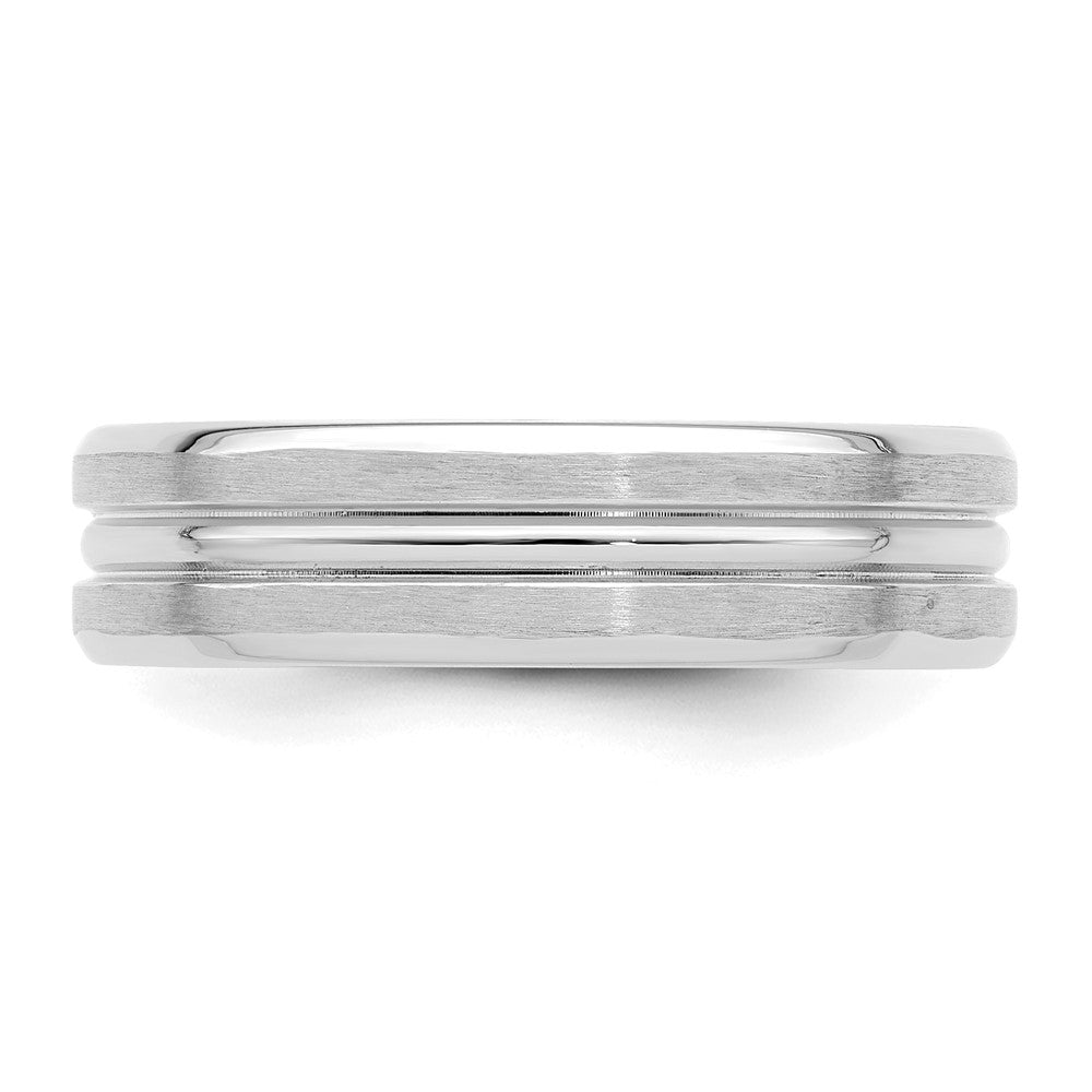 Alternate view of the 6mm 14K White Gold Heavy Grooved Center Comfort Fit Band, Size 7 by The Black Bow Jewelry Co.