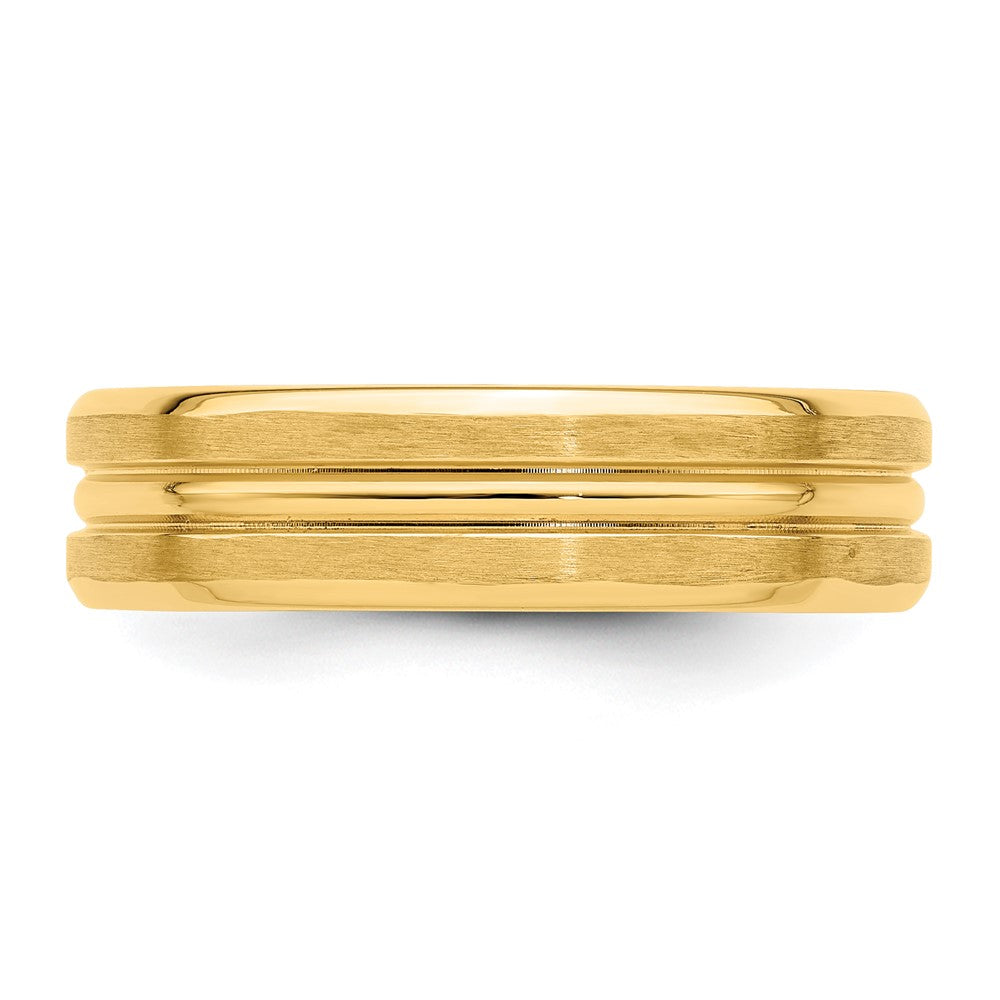 Alternate view of the 6mm 14K Yellow Gold Heavy Grooved Center Comfort Fit Band, Size 7 by The Black Bow Jewelry Co.