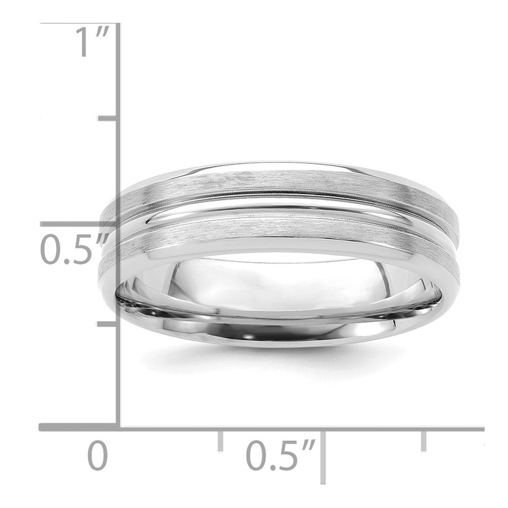 Alternate view of the 6mm 14K White Gold Light Grooved Center Comfort Fit Band, Size 7 by The Black Bow Jewelry Co.