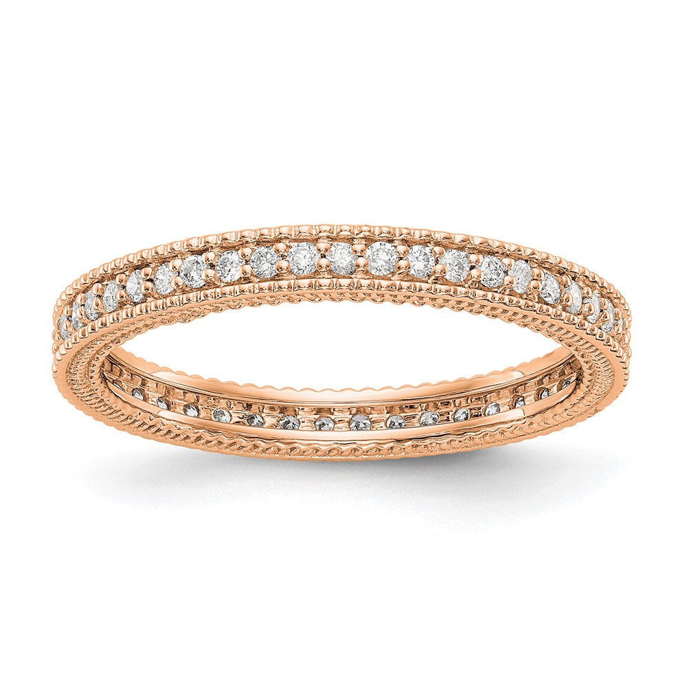 2.5mm 14K Rose Gold 1/3 Ctw Diamond Eternity Milgrain Band, Size 4, Item R12453-14KR-04 by The Black Bow Jewelry Co.