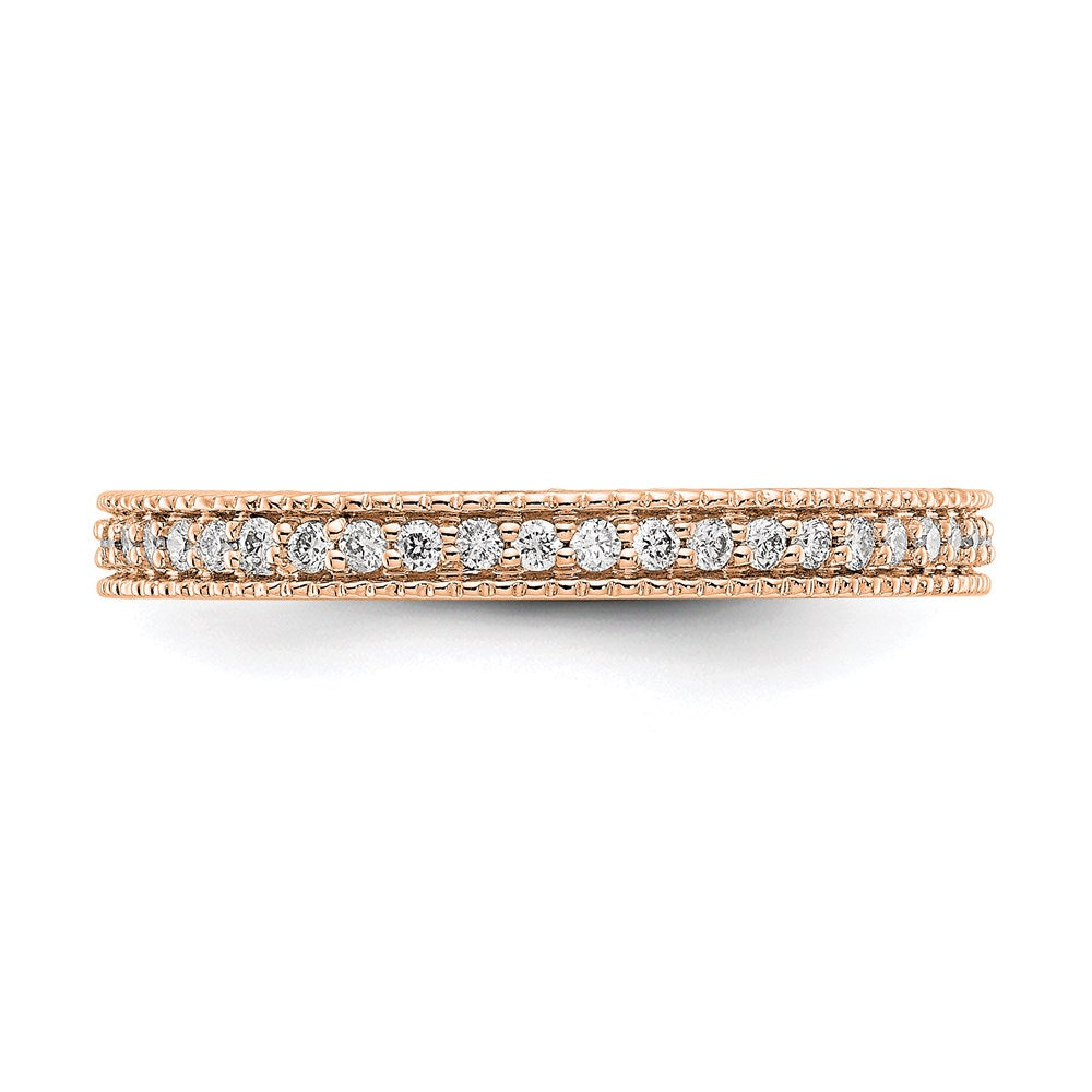 Alternate view of the 2.5mm 14K Rose Gold 1/3 Ctw Diamond Eternity Milgrain Band, Size 4 by The Black Bow Jewelry Co.