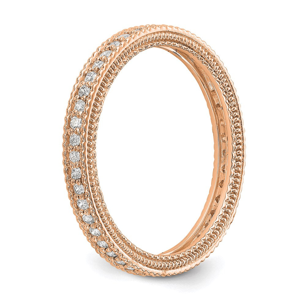 Alternate view of the 2.5mm 14K Rose Gold 1/3 Ctw Diamond Eternity Milgrain Band, Size 4 by The Black Bow Jewelry Co.