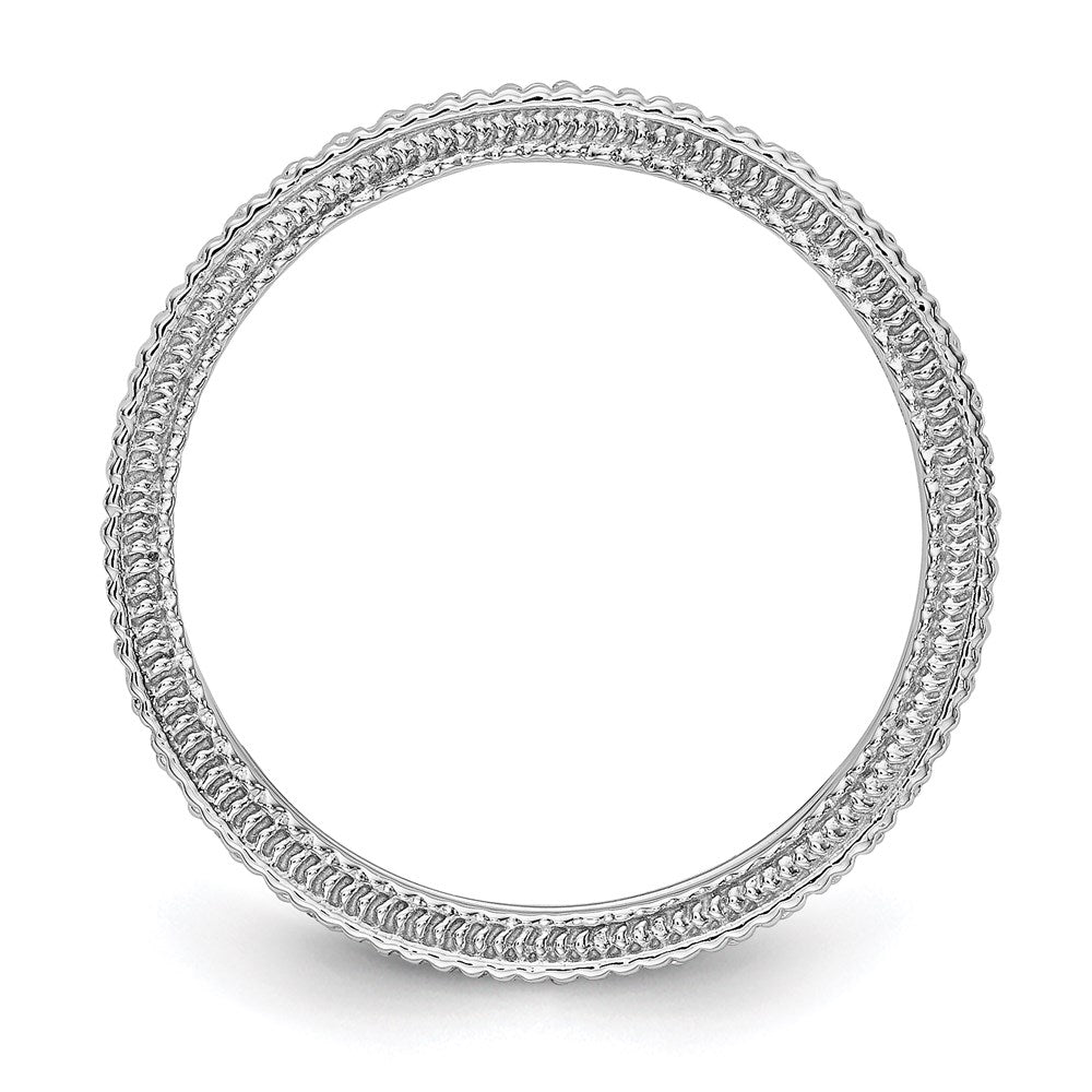 Alternate view of the 2.5mm 14K White Gold 1/3 Ctw Diamond Eternity Milgrain Band, Size 4 by The Black Bow Jewelry Co.