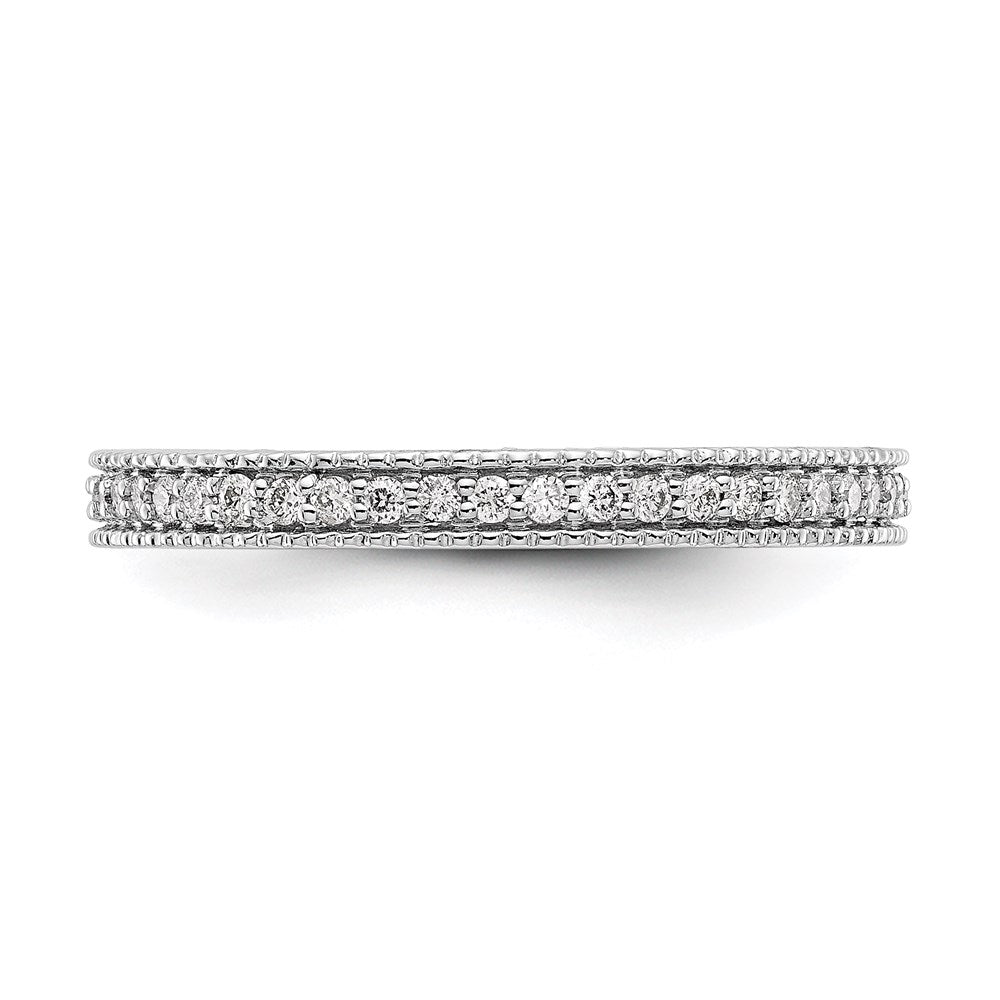 Alternate view of the 2.5mm 14K White Gold 1/3 Ctw Diamond Eternity Milgrain Band, Size 4 by The Black Bow Jewelry Co.
