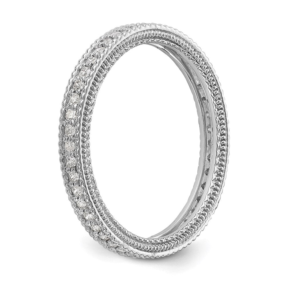 Alternate view of the 2.5mm 14K White Gold 1/3 Ctw Diamond Eternity Milgrain Band, Size 4 by The Black Bow Jewelry Co.