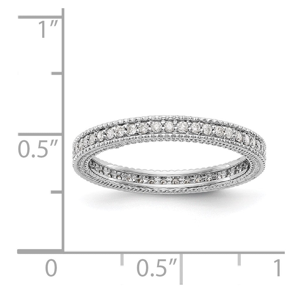 Alternate view of the 2.5mm 14K White Gold 1/3 Ctw Diamond Eternity Milgrain Band, Size 4 by The Black Bow Jewelry Co.