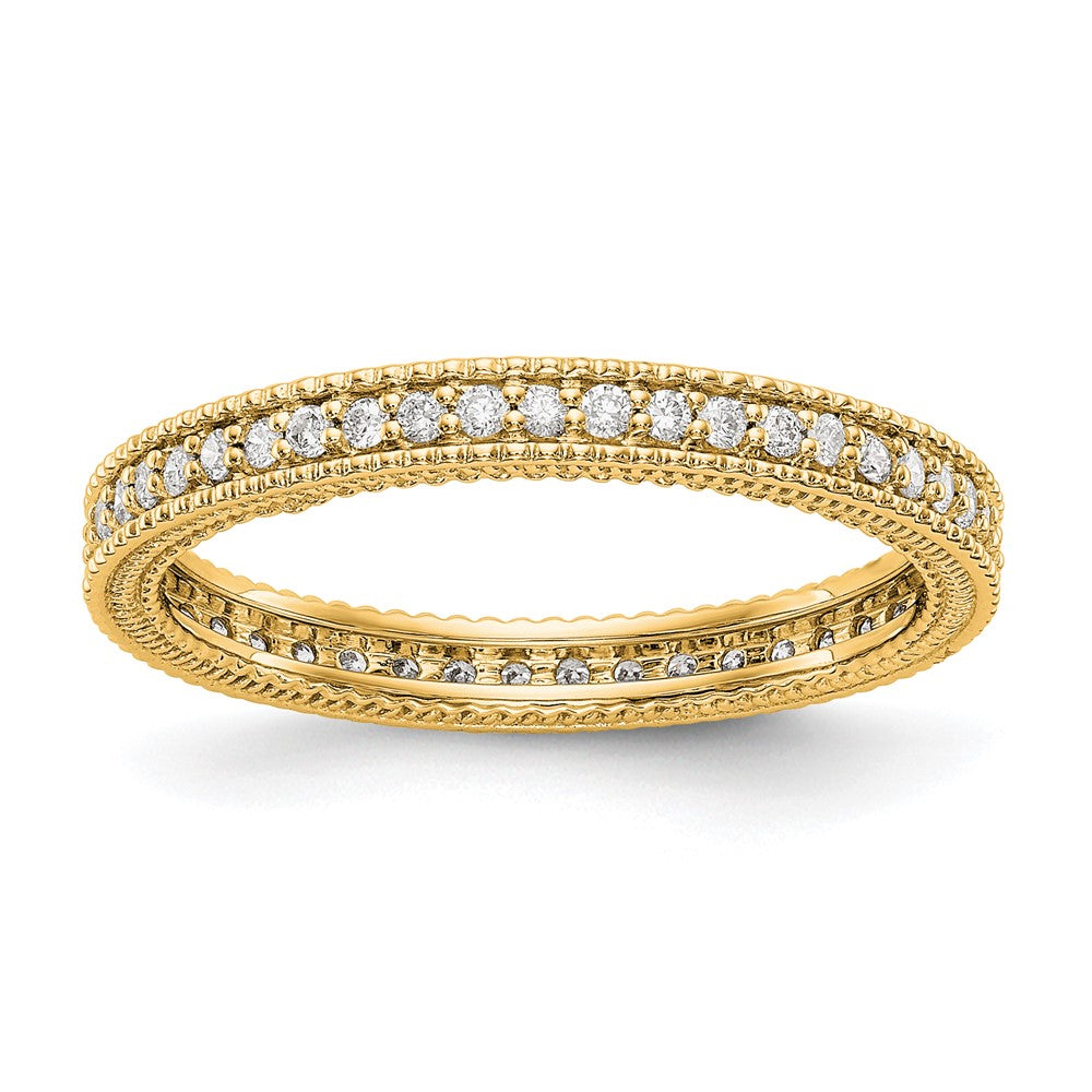 2.5mm 14K Yellow Gold 1/3 Ctw Diamond Eternity Milgrain Band, Size 4, Item R12453-14KY-04 by The Black Bow Jewelry Co.