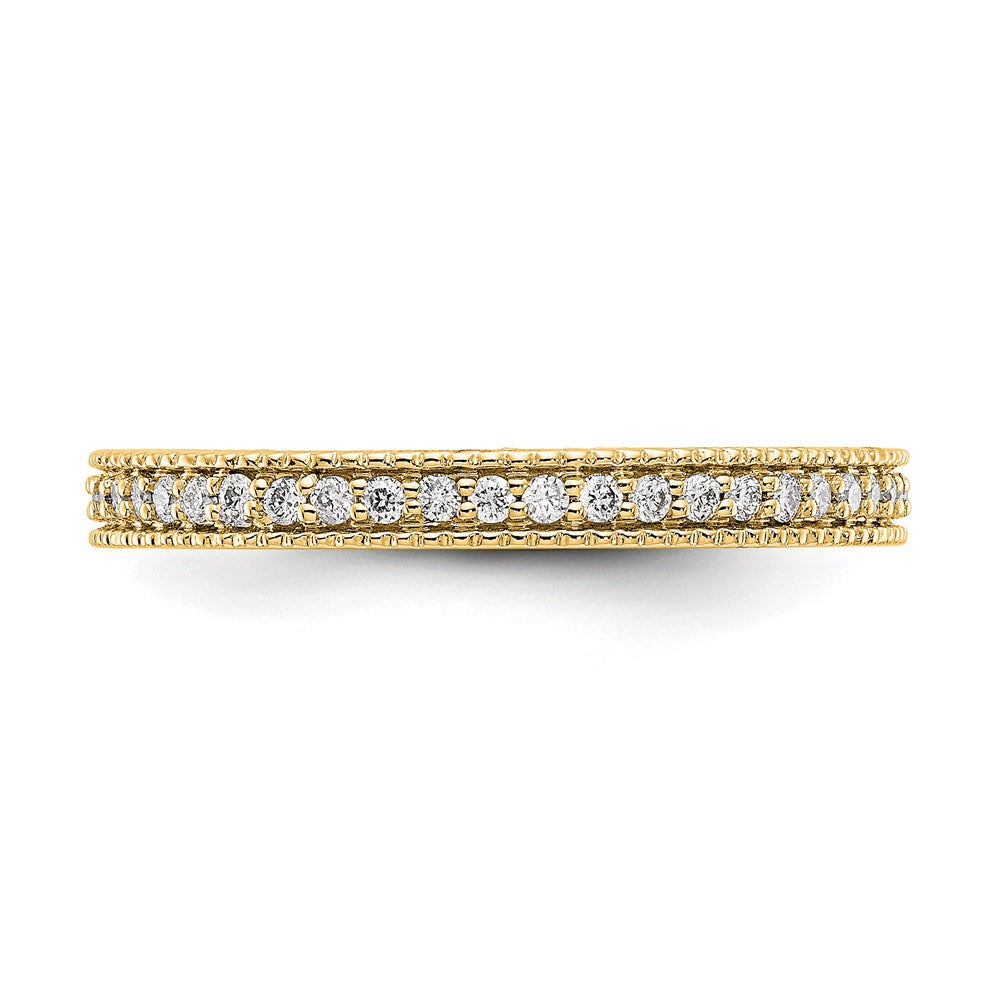 Alternate view of the 2.5mm 14K Yellow Gold 1/3 Ctw Diamond Eternity Milgrain Band, Size 4 by The Black Bow Jewelry Co.