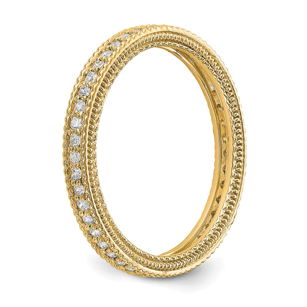 Alternate view of the 2.5mm 14K Yellow Gold 1/3 Ctw Diamond Eternity Milgrain Band, Size 4 by The Black Bow Jewelry Co.
