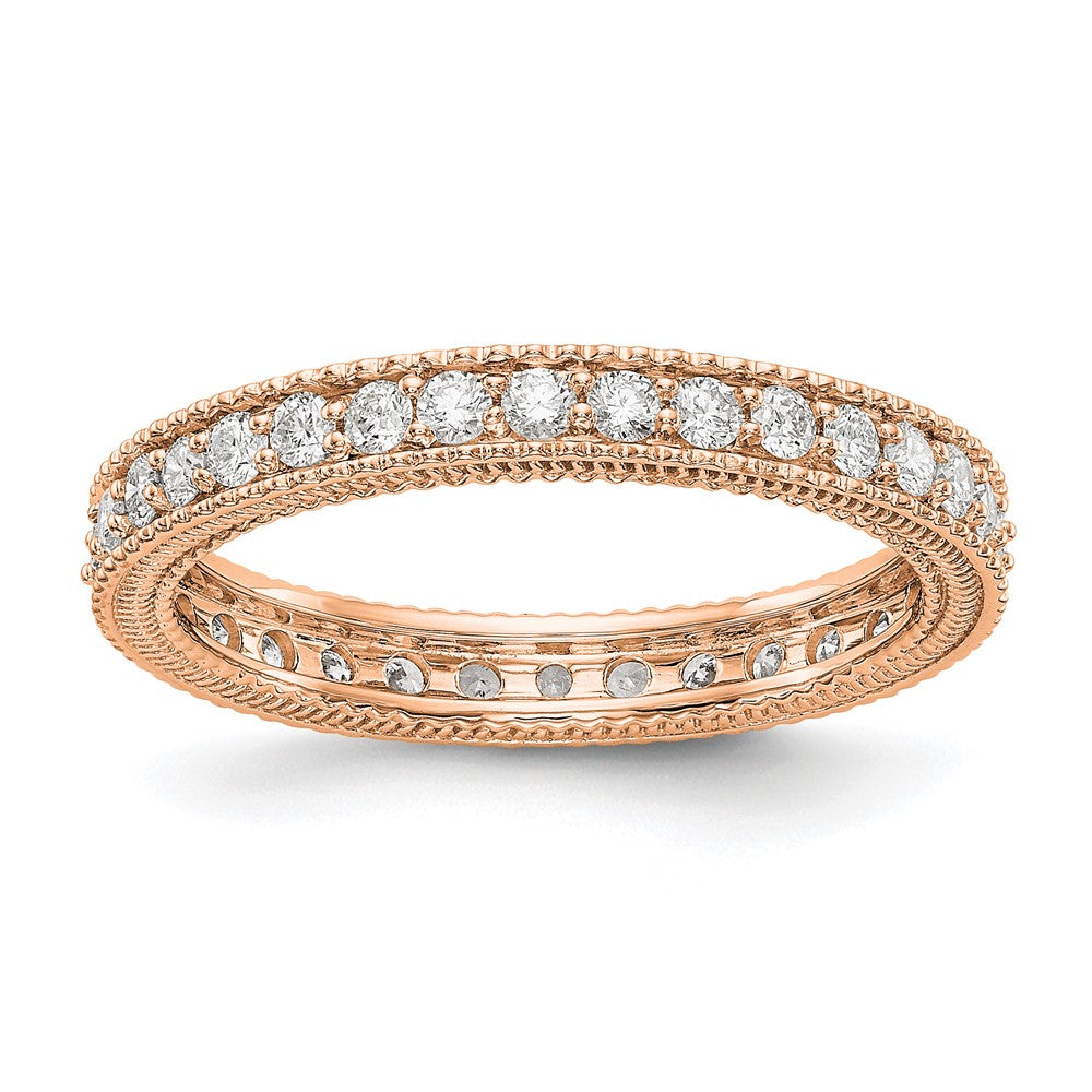 3mm 14K Rose Gold 3/4 Ctw Diamond Eternity Milgrain Band, Size 9, Item R12454-14KR-09 by The Black Bow Jewelry Co.