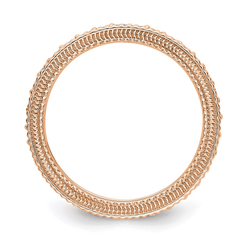 Alternate view of the 3mm 14K Rose Gold 3/4 Ctw Diamond Eternity Milgrain Band, Size 4 by The Black Bow Jewelry Co.