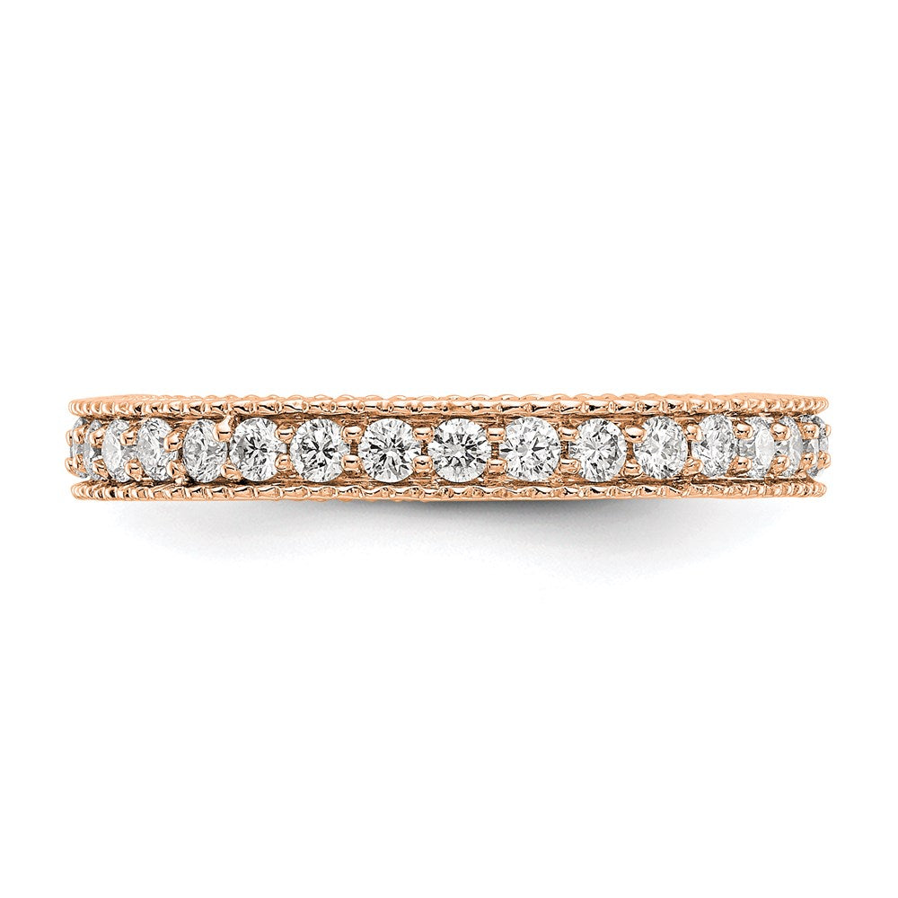 Alternate view of the 3mm 14K Rose Gold 3/4 Ctw Diamond Eternity Milgrain Band, Size 4 by The Black Bow Jewelry Co.