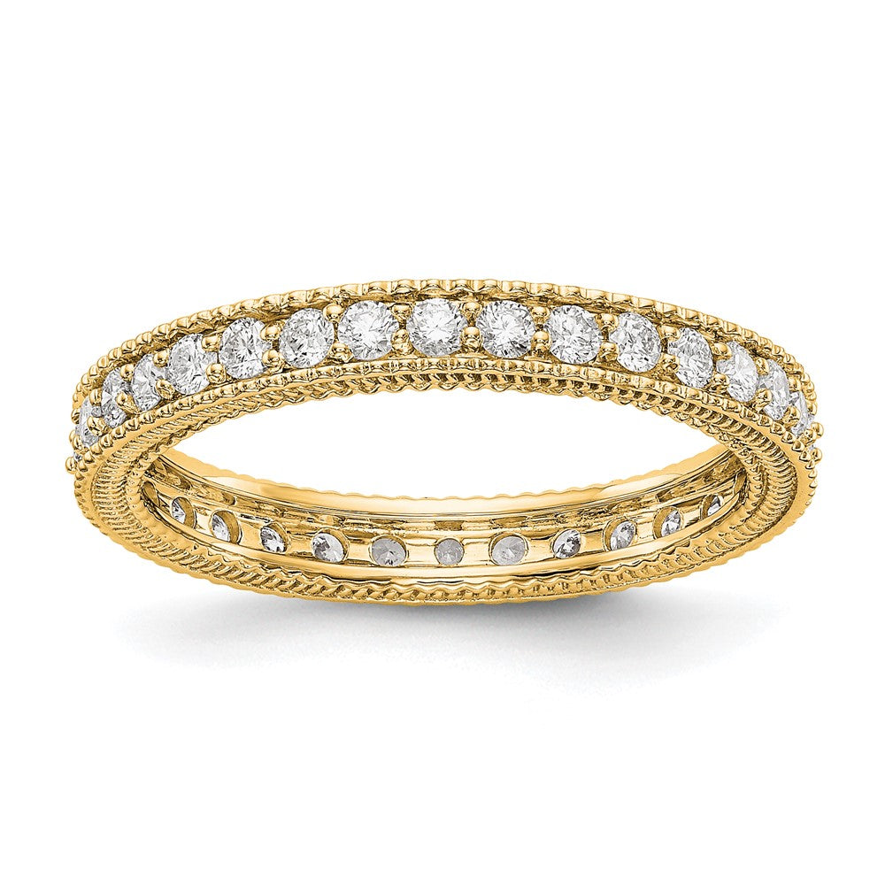 3mm 14K Yellow Gold 3/4 Ctw Diamond Eternity Milgrain Band, Size 4.5, Item R12454-14KY-045 by The Black Bow Jewelry Co.