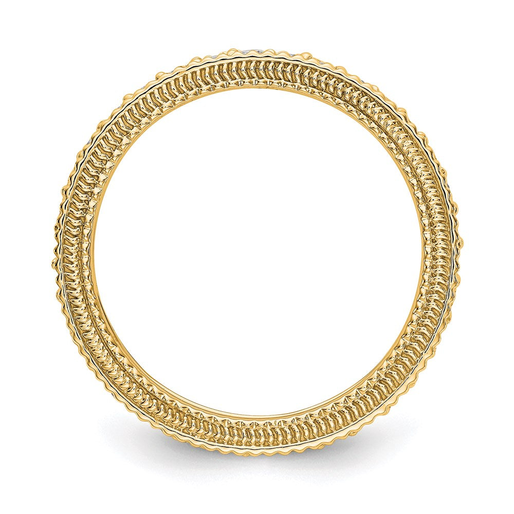 Alternate view of the 3mm 14K Yellow Gold 3/4 Ctw Diamond Eternity Milgrain Band, Size 4 by The Black Bow Jewelry Co.
