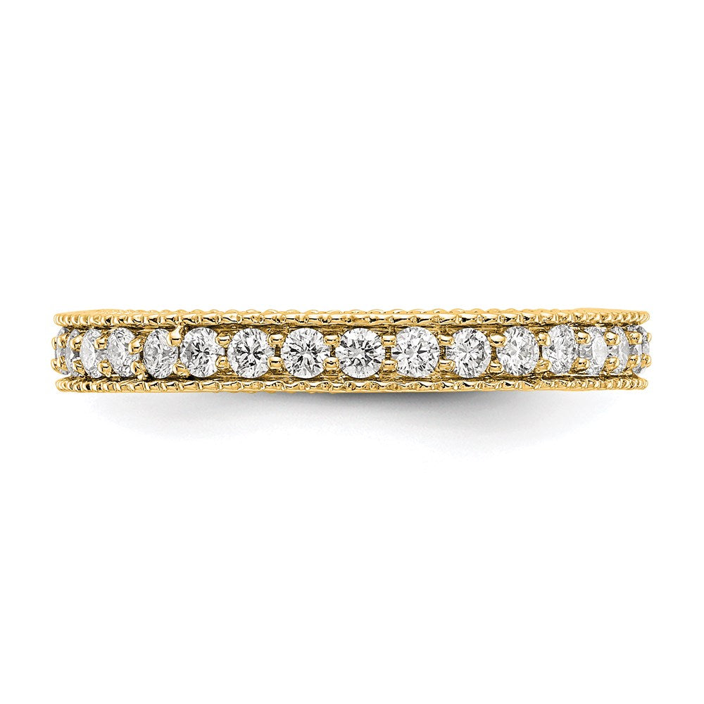 Alternate view of the 3mm 14K Yellow Gold 3/4 Ctw Diamond Eternity Milgrain Band, Size 4 by The Black Bow Jewelry Co.